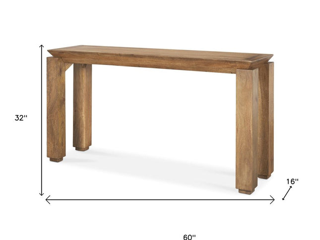 60" Brown Solid Wood Console Table