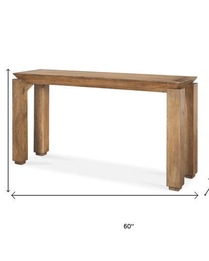 60" Brown Solid Wood Console Table