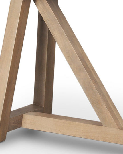 70" Black and Brown Solid Wood Trestle Console Table