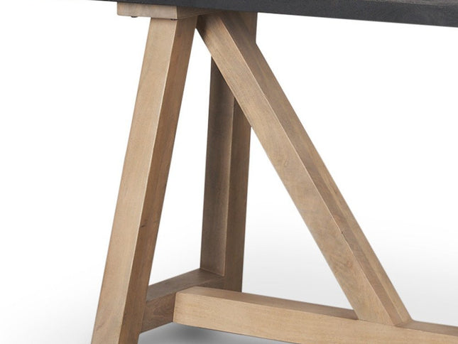 70" Black and Brown Solid Wood Trestle Console Table