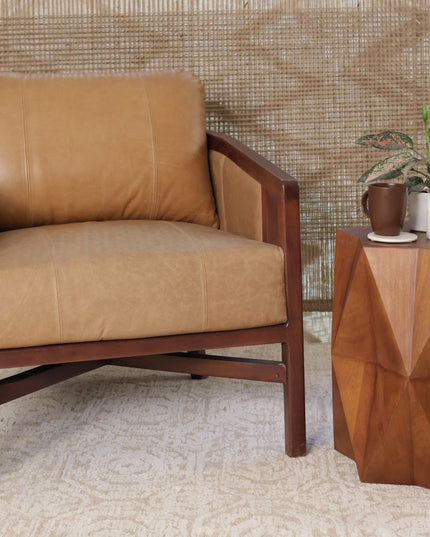 32" Brown Genuine Leather Arm Chair