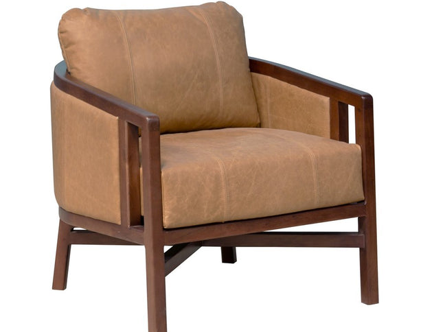 32" Brown Genuine Leather Arm Chair