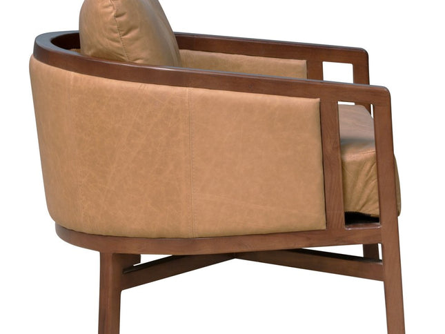 32" Brown Genuine Leather Arm Chair