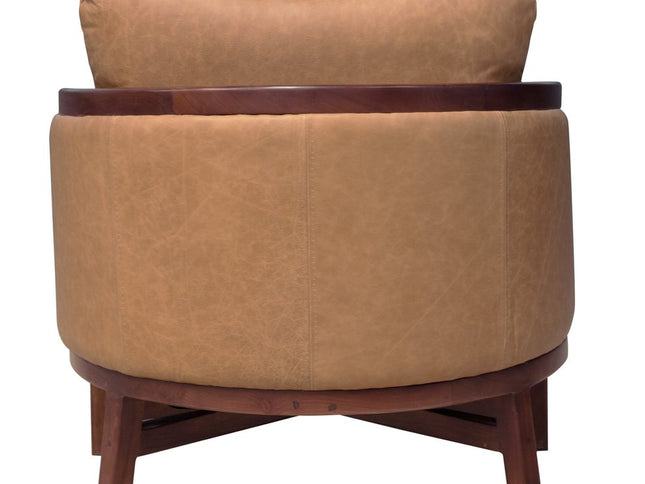 32" Brown Genuine Leather Arm Chair
