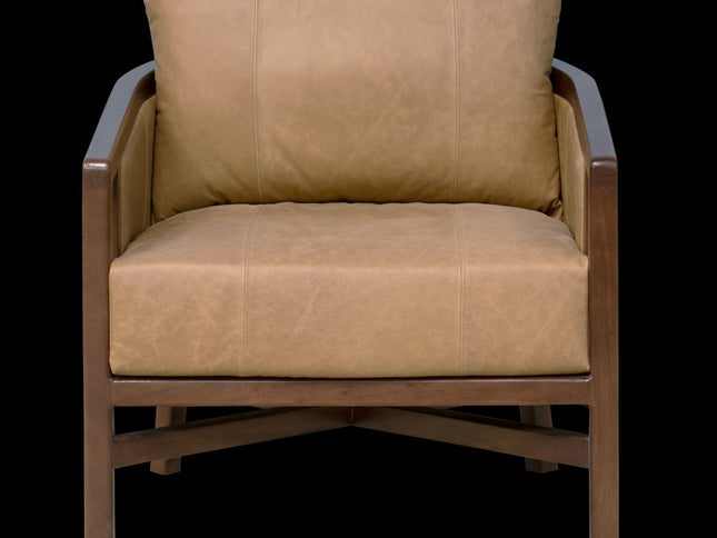 32" Brown Genuine Leather Arm Chair