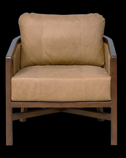 32" Brown Genuine Leather Arm Chair