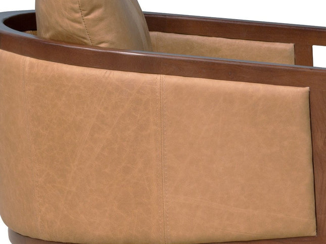 32" Brown Genuine Leather Arm Chair