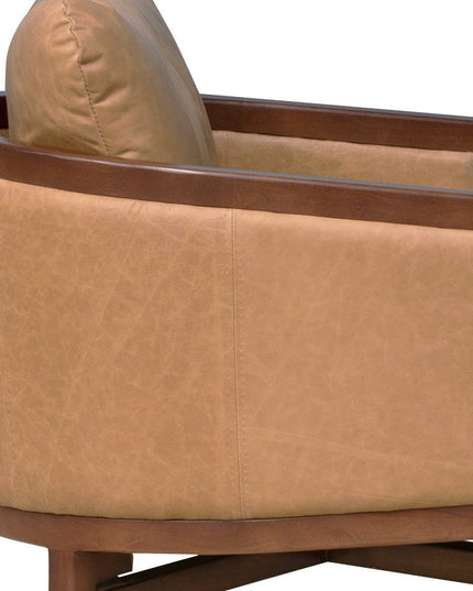 32" Brown Genuine Leather Arm Chair