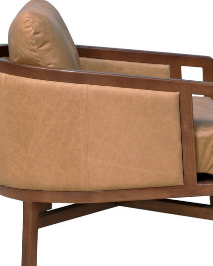 32" Brown Genuine Leather Arm Chair