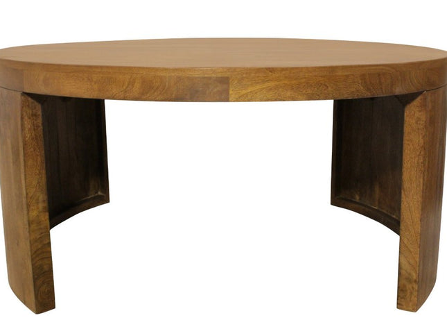 Set of Two Walnut Solid Wood Round Distressed Solid Nested Coffee Tables