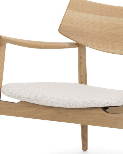 27" Cream and Natural Upholstery and Solid Wood Arm Chair