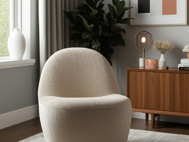 33" Beige Chenille Slipper Chair