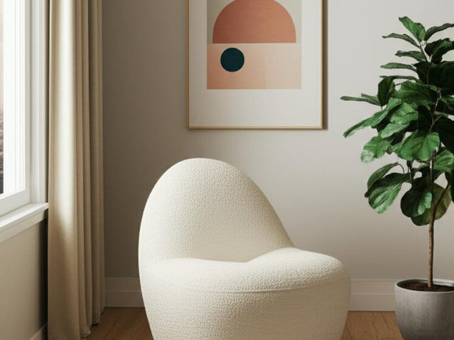 33" Cream Boucle Slipper Chair