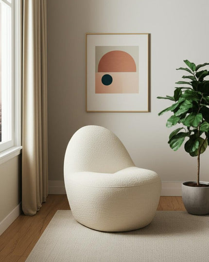 33" Cream Boucle Slipper Chair