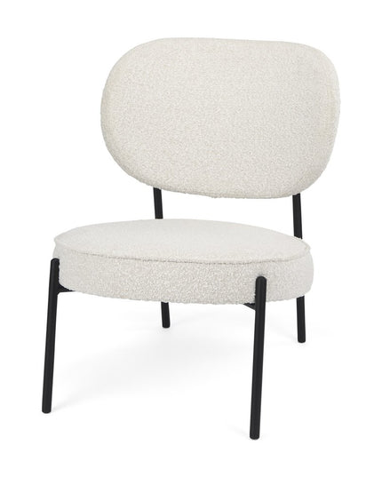 21" Cream and Black Boucle and Metal Lounge Chair