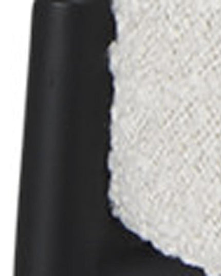 21" Cream and Black Boucle and Metal Lounge Chair