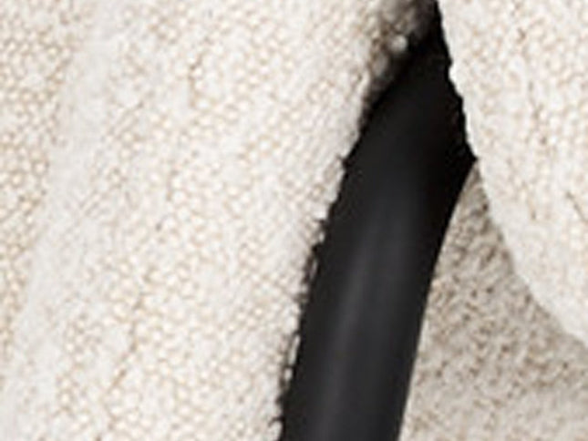 31" Cream and Black Boucle and Metal Arm Chair