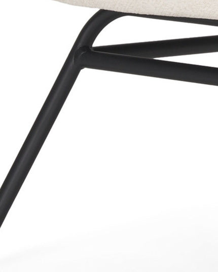 25" Cream and Black Chenille and Metal Slipper Chair