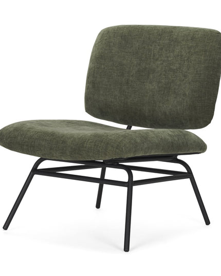 30" Green and Black Chenille and Metal Slipper Chair