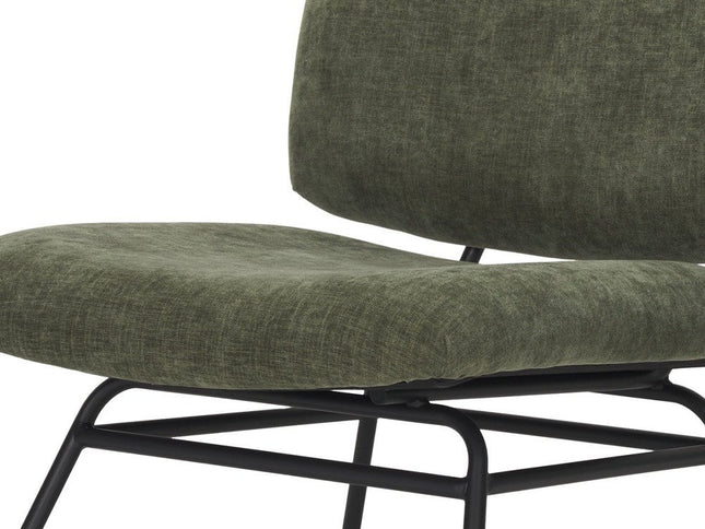 30" Green and Black Chenille and Metal Slipper Chair