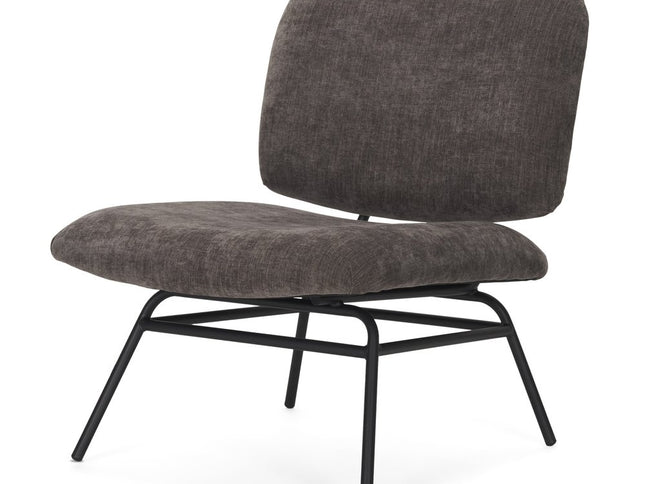 30" Charcoal and Black Chenille and Metal Slipper Chair