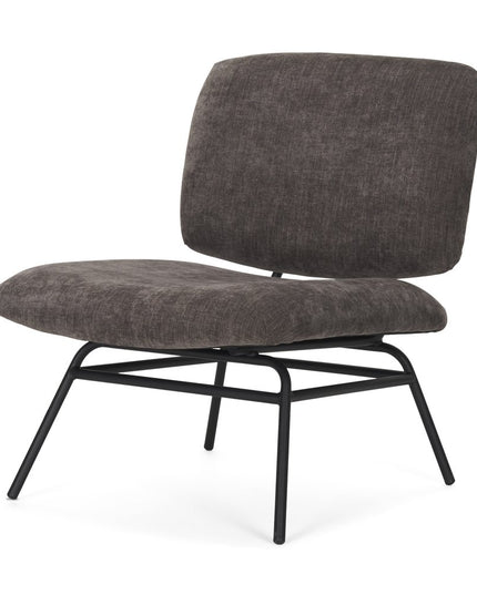 30" Charcoal and Black Chenille and Metal Slipper Chair