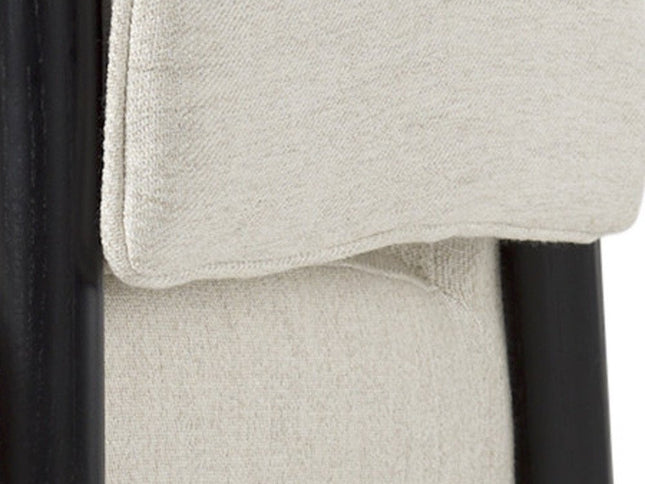 30" Beige and Black Upholstery and Solid Wood Arm Chair