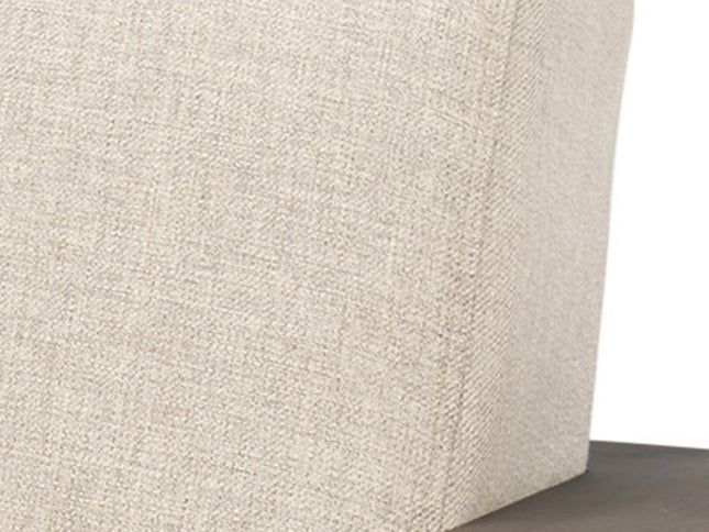 35" Cream and Brown Fabric and Solid Wood Arm Chair