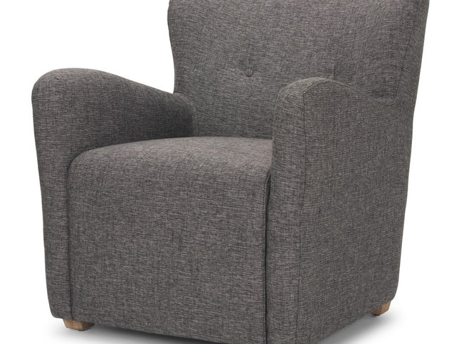 32" Gray and Brown Upholstery and Wood Wingback Chair