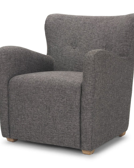 32" Gray and Brown Upholstery and Wood Wingback Chair