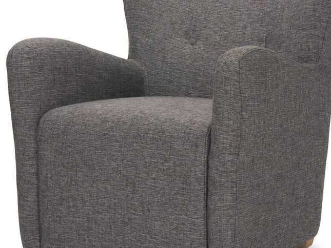 32" Gray and Brown Upholstery and Wood Wingback Chair