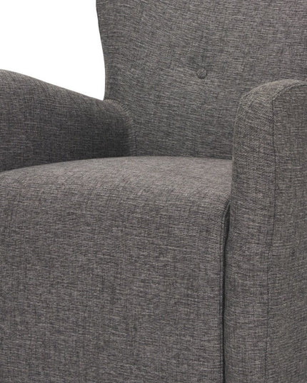 32" Gray and Brown Upholstery and Wood Wingback Chair