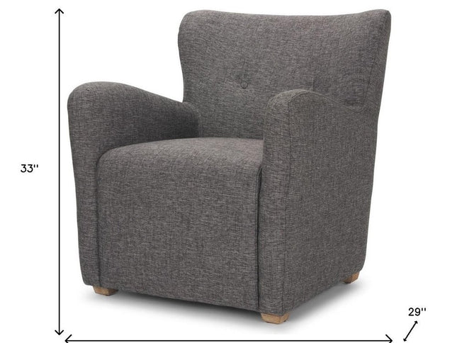 32" Gray and Brown Upholstery and Wood Wingback Chair