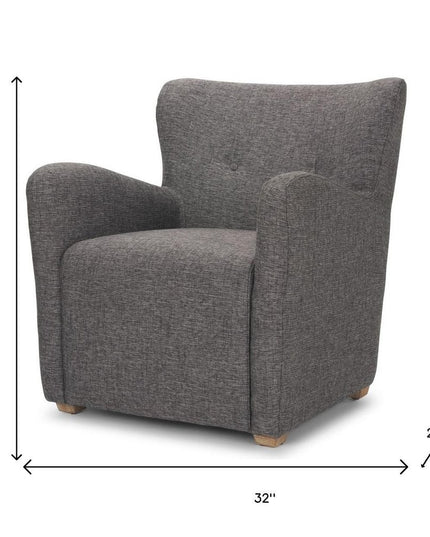 32" Gray and Brown Upholstery and Wood Wingback Chair
