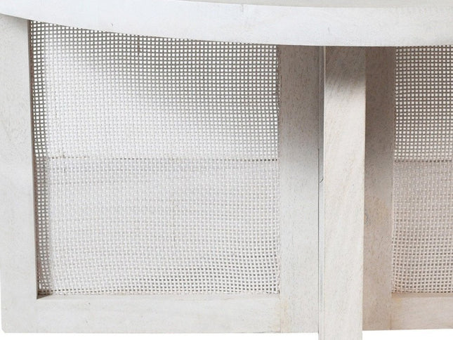 36" White Solid Wood Round Cross Legs Coffee Table