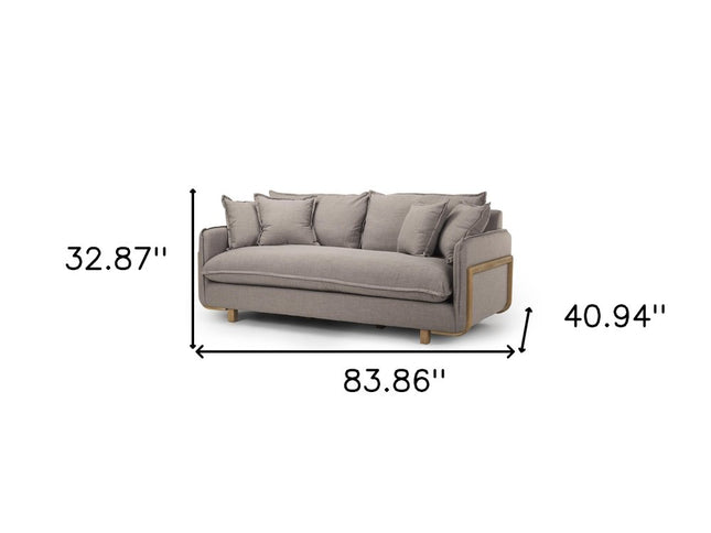 84" Brown Fabric Sofa
