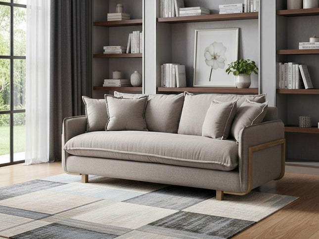 84" Brown Fabric Sofa