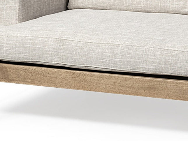 95" Beige Fabric Sofa With Black Legs