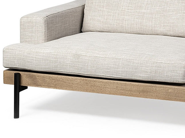 95" Beige Fabric Sofa With Black Legs