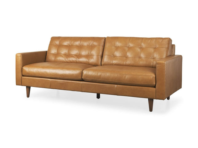 88" Brown Leather Sofa