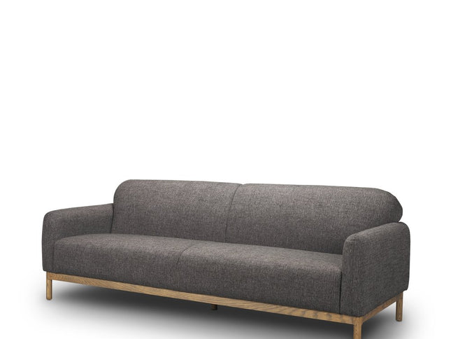 90" Gray Fabric Sofa With Brown Legs