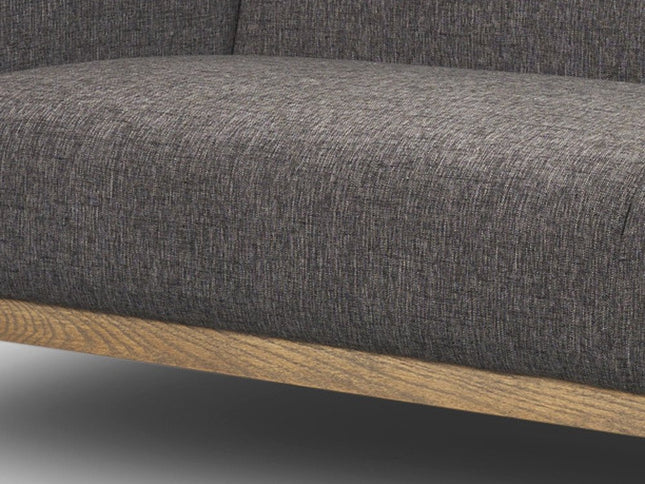 90" Gray Fabric Sofa With Brown Legs