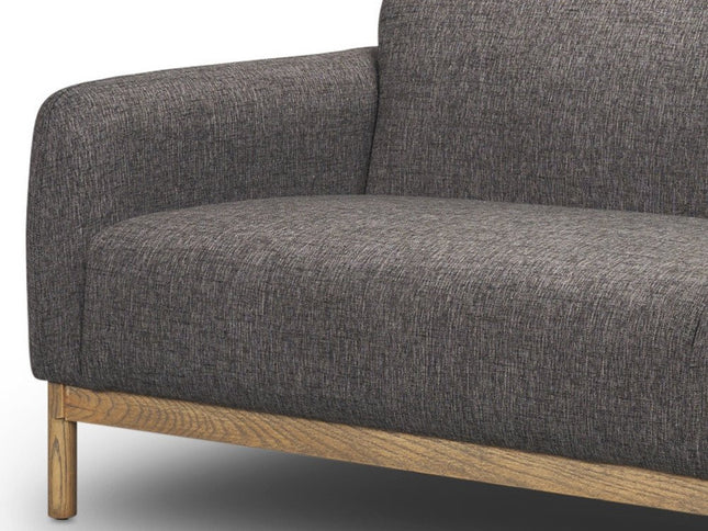 90" Gray Fabric Sofa With Brown Legs