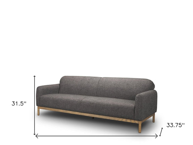 90" Gray Fabric Sofa With Brown Legs