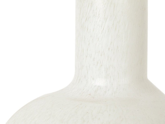 12" White Mottled Handblown Glass Table Vase