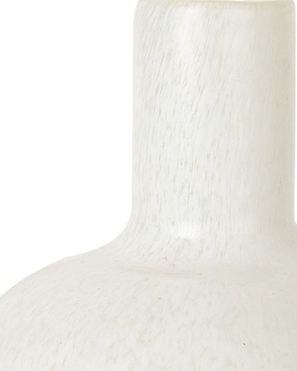 12" White Mottled Handblown Glass Table Vase