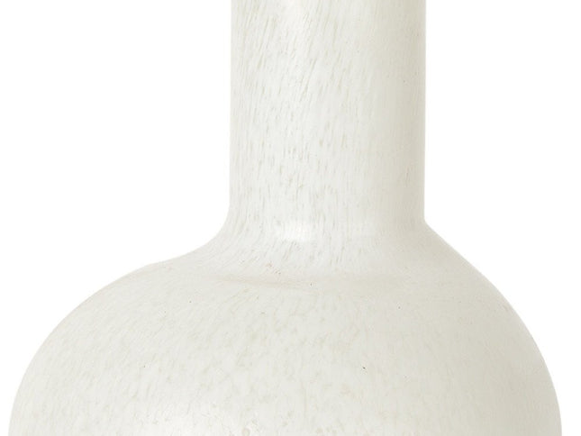 12" White Mottled Handblown Glass Table Vase