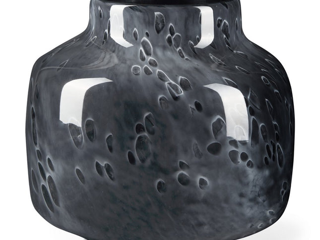 9" Black Mottled Round Glass Table Vase