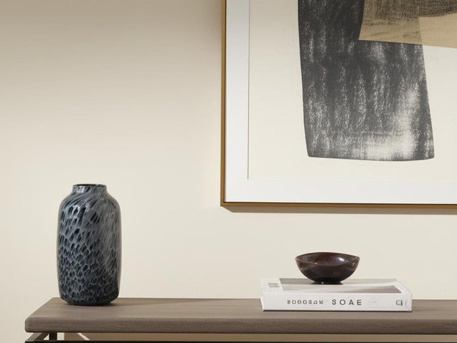 12" Black Mottled Cylinder Glass Table Vase