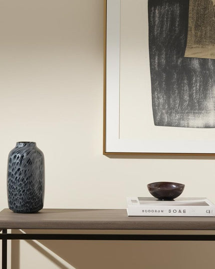 12" Black Mottled Cylinder Glass Table Vase